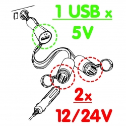 DOPPIA PRESA ACCENDISIGARI 12-24  CON USCITA USB 1000mA